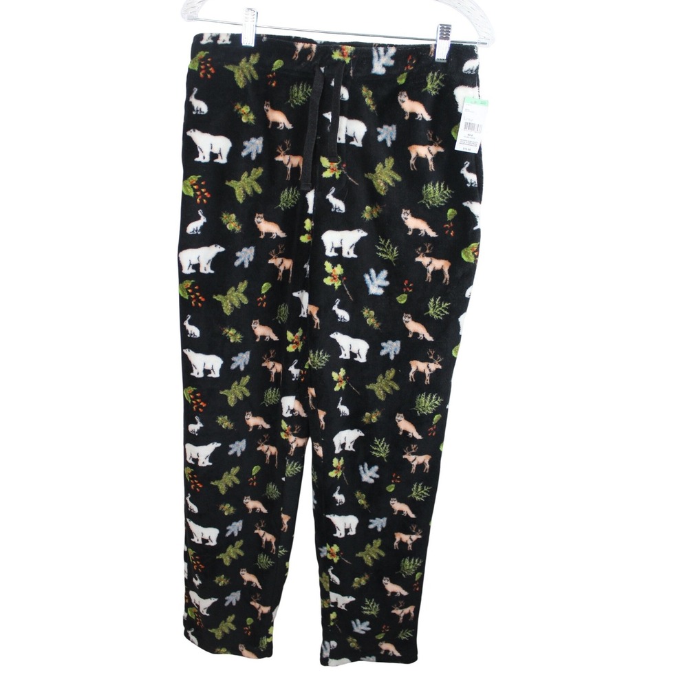 Joe Boxer Mens Plush Sleep Pants Wildlife Polar Bear Fox Deer Pajamas M NWT